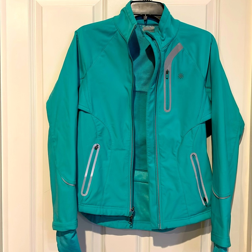 Athleta Women Blue Zip Jacket Sz S Full Zip Thumb holes Running, Walking